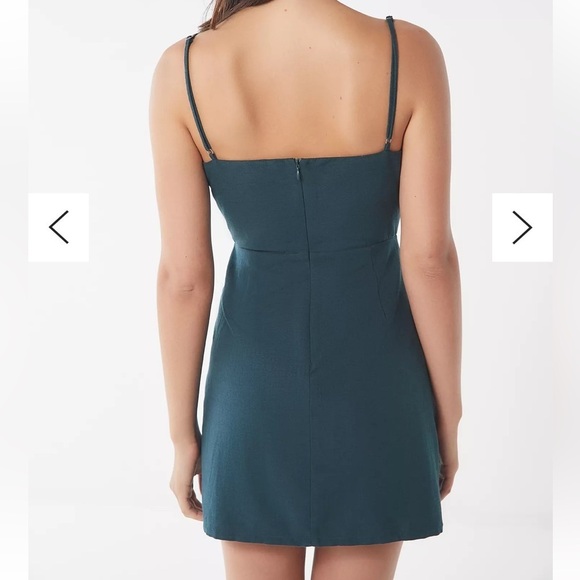 Urban Outfitters Riley Button-Down Linen Cotton Mini Dress Teal Size 4 - Picture 4 of 11